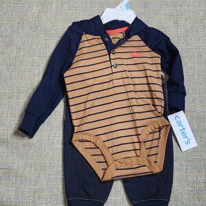 Nwt carters boys 6 months one piece and pant set hoodie